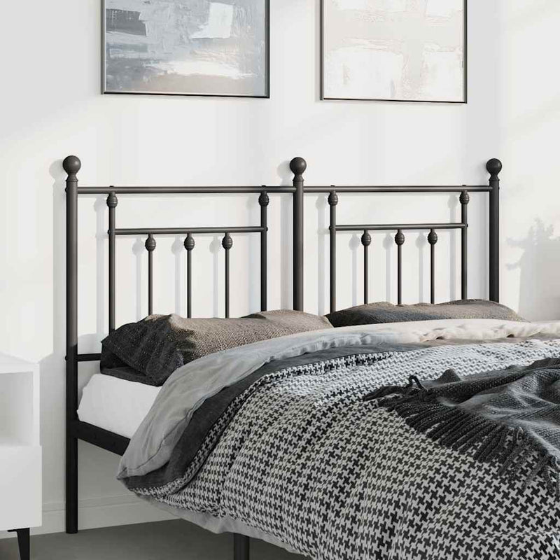 Tăblie de pat de schimb metalică, negru, 150 cm