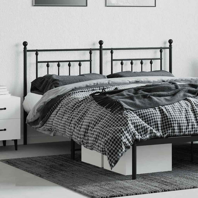 Tăblie de pat de schimb metalică, negru, 160 cm