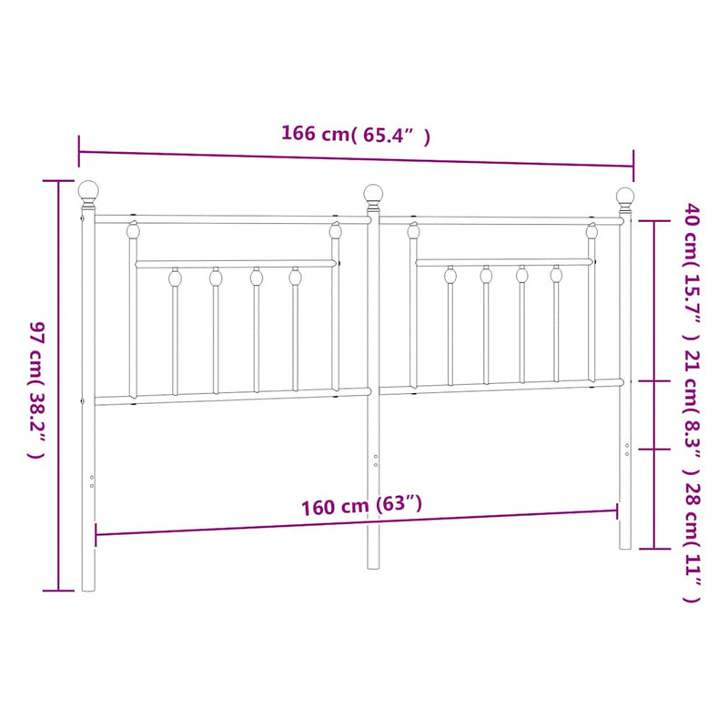 Tăblie de pat de schimb metalică, negru, 160 cm