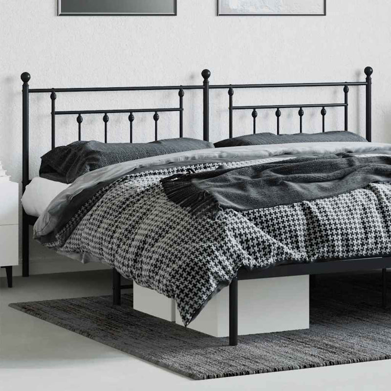 Tăblie de pat de schimb metalică, negru, 200 cm