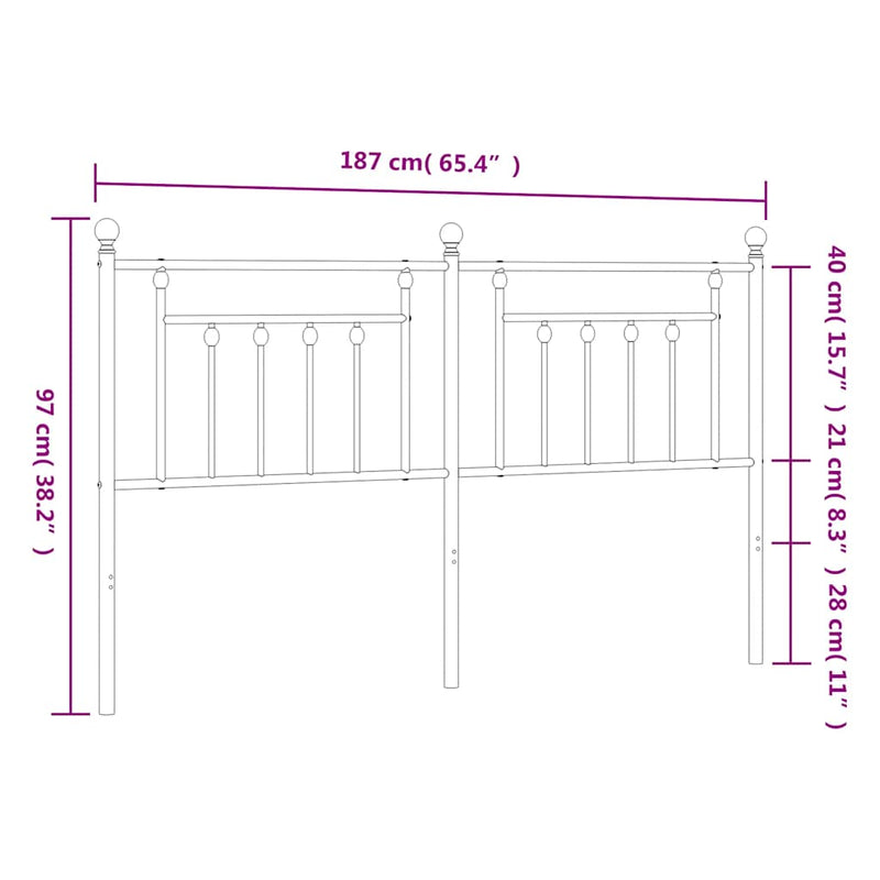 Tăblie de pat de schimb metalică, alb, 180 cm