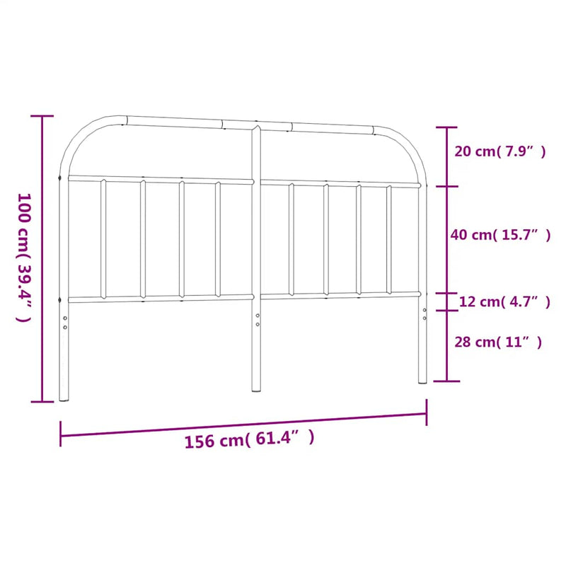 Tăblie de pat de schimb metalică, alb, 150 cm