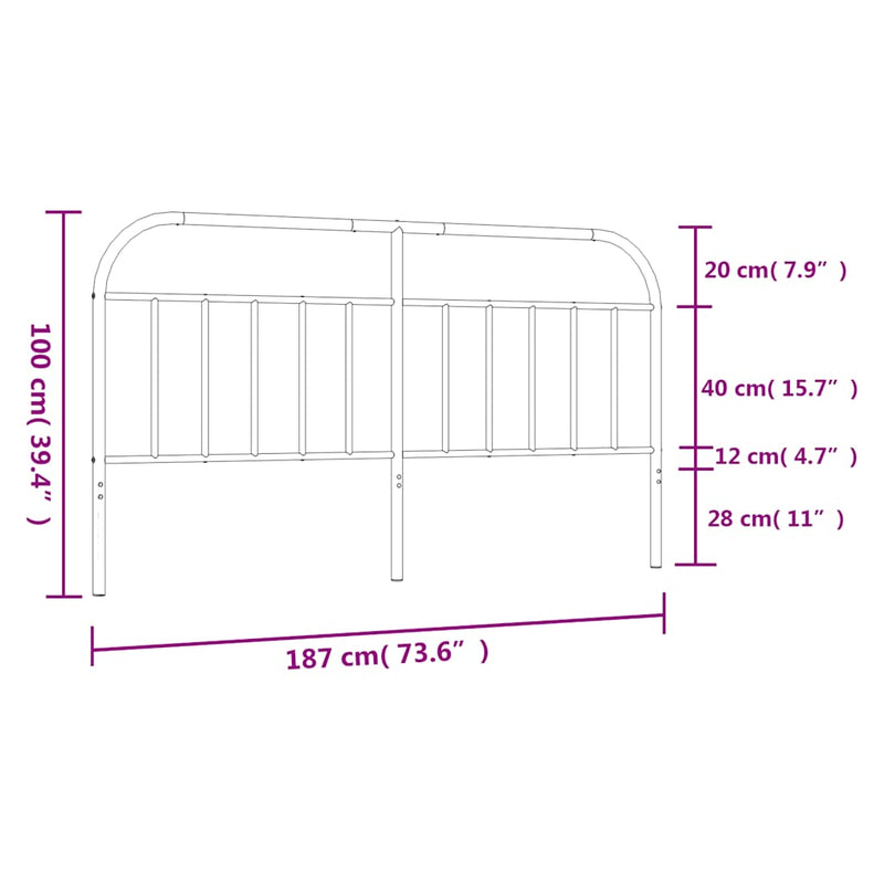 Tăblie de pat de schimb metalică, alb, 180 cm