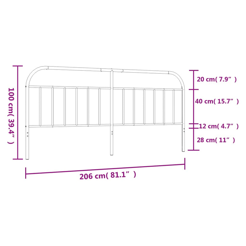 Tăblie de pat de schimb metalică, alb, 200 cm