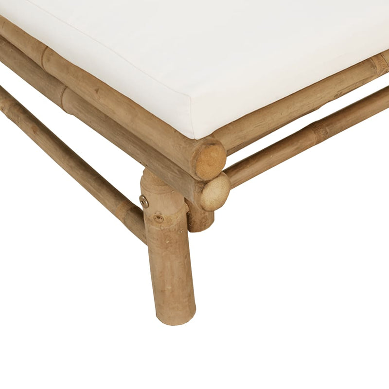 Set mobilier de grădină cu perne alb crem, 2 piese, bambus