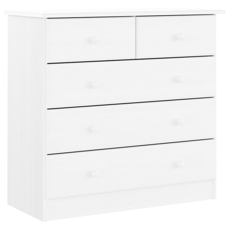 Comodă cu sertare ALTA, alb, 77x35x73 cm, lemn masiv de pin