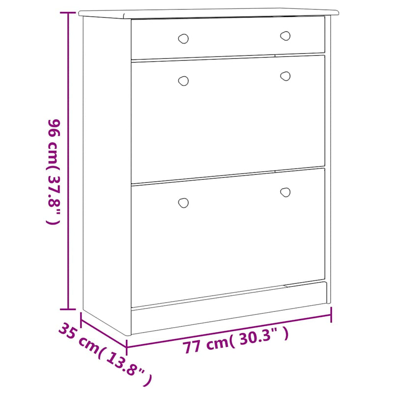 Pantofar ALTA, alb, 77x35x96 cm, lemn masiv de pin