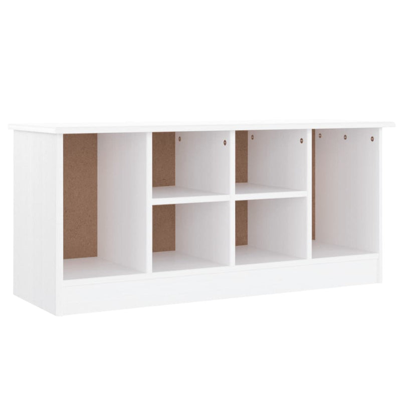 Banchetă pantofar „ALTA”, alb, 100x35x45 cm, lemn masiv de pin
