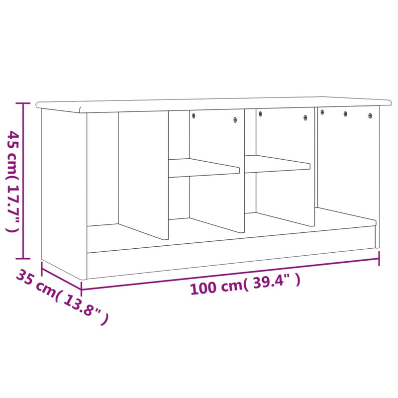 Banchetă pantofar „ALTA”, alb, 100x35x45 cm, lemn masiv de pin