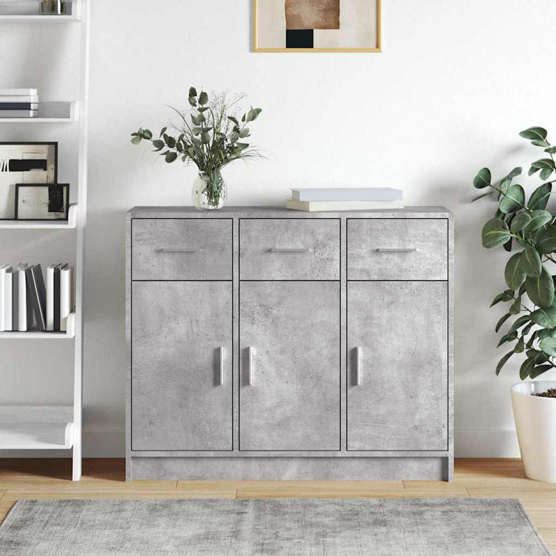 Servantă, gri beton, 91x28x75 cm, lemn prelucrat