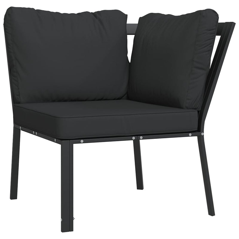 Set mobilier de grădină cu perne gri, 11 piese, oțel