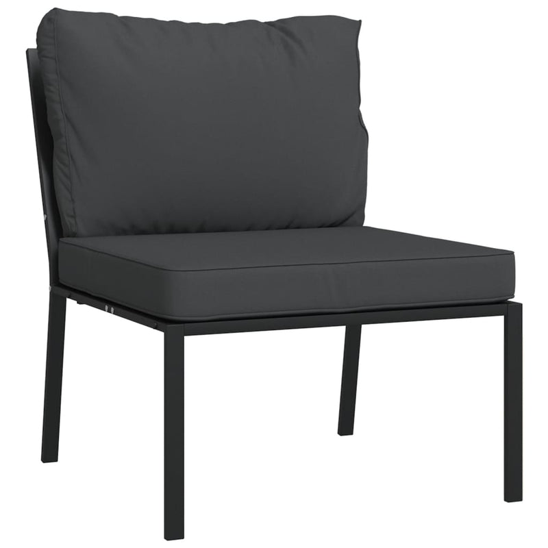 Set mobilier de grădină cu perne gri, 9 piese, oțel