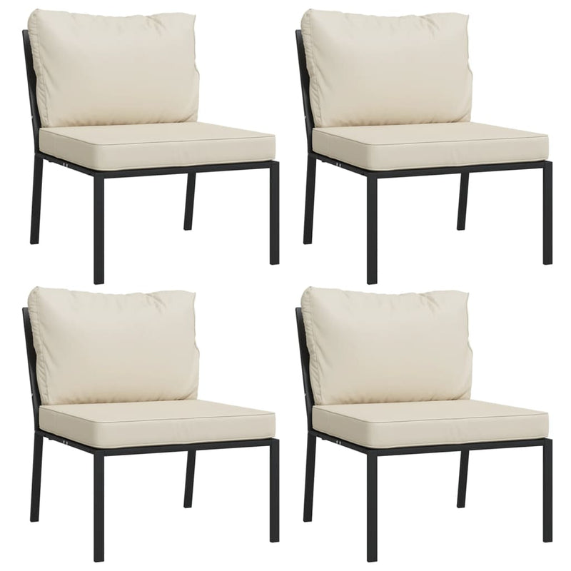 Set mobilier de grădină cu perne nisipii, 11 piese, oțel