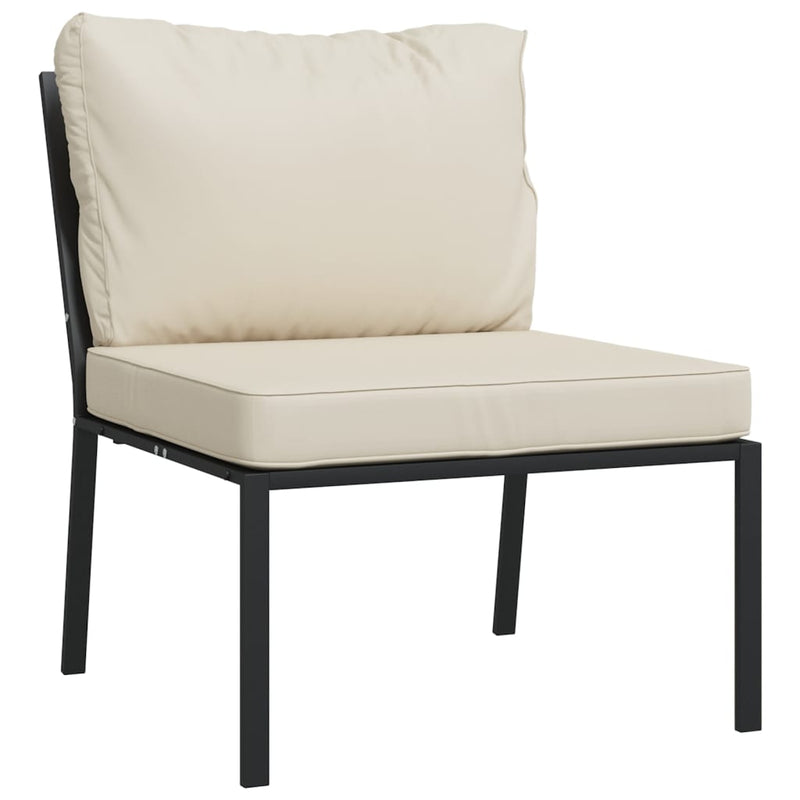 Set mobilier de grădină cu perne nisipii, 11 piese, oțel