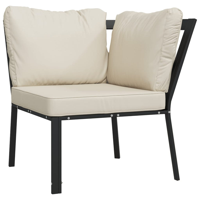 Set mobilier de grădină cu perne nisipii, 11 piese, oțel