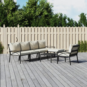 Set mobilier de grădină cu perne nisipii, 7 piese, oțel