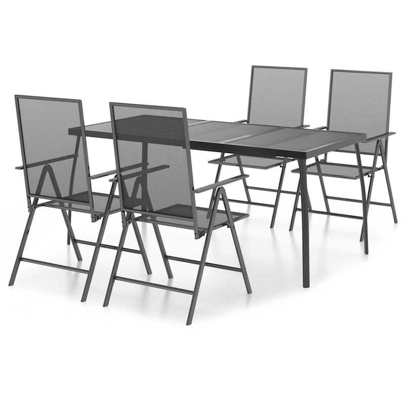 Set de masă pentru grădină, 5 piese, antracit, oțel