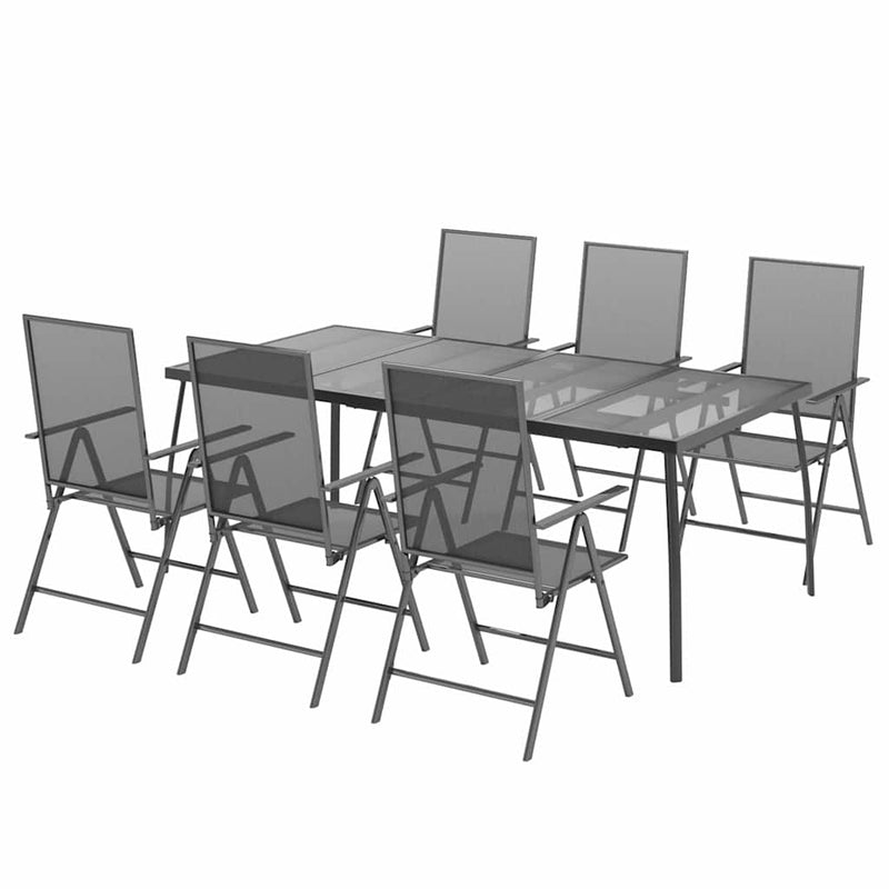 Set de masă pentru grădină, 7 piese, antracit, oțel