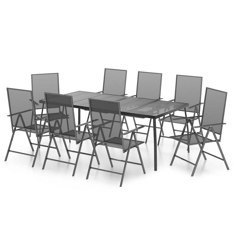 Set de masă pentru grădină, 9 piese, antracit, oțel