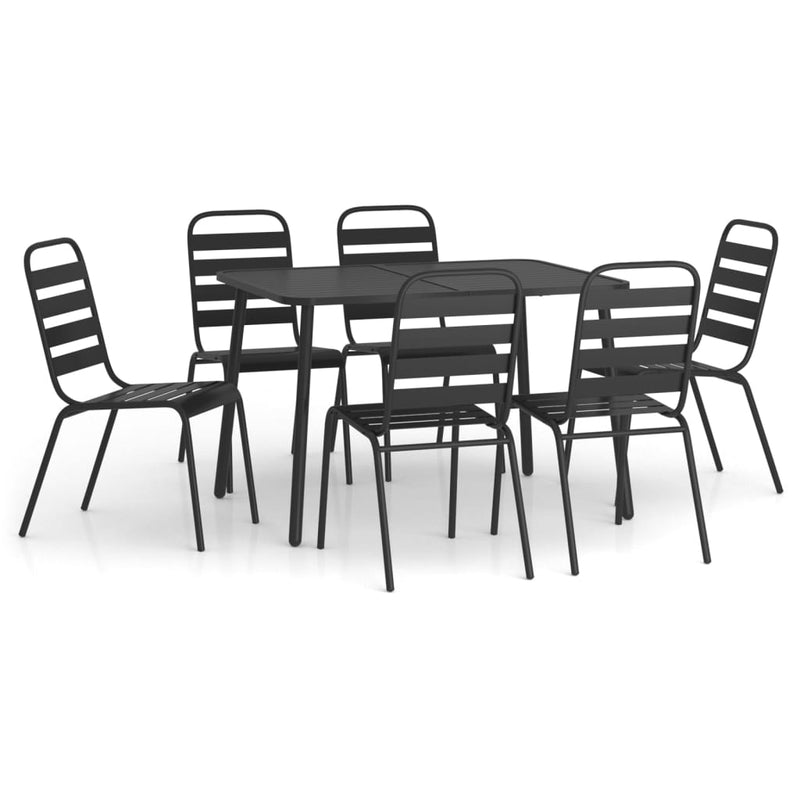 Set de masă pentru grădină, 7 piese, antracit, oțel