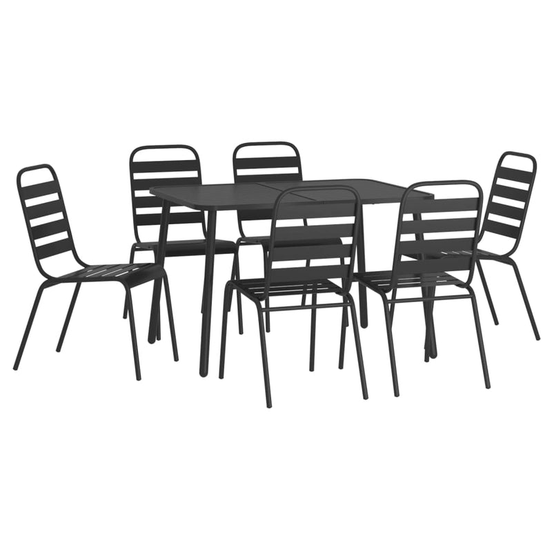 Set de masă pentru grădină, 7 piese, antracit, oțel