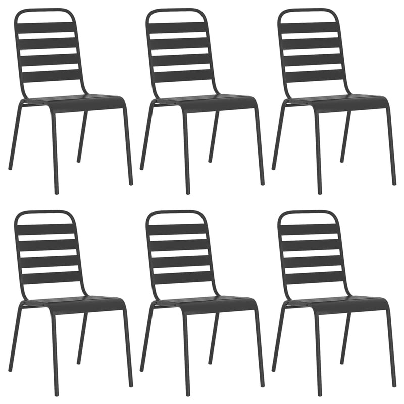 Set de masă pentru grădină, 7 piese, antracit, oțel