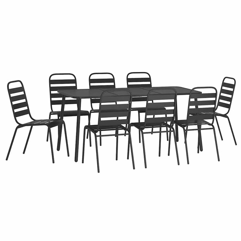 Set de masă pentru grădină, 9 piese, antracit, oțel