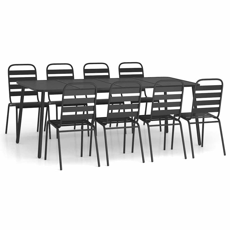 Set de masă pentru grădină, 9 piese, antracit, oțel