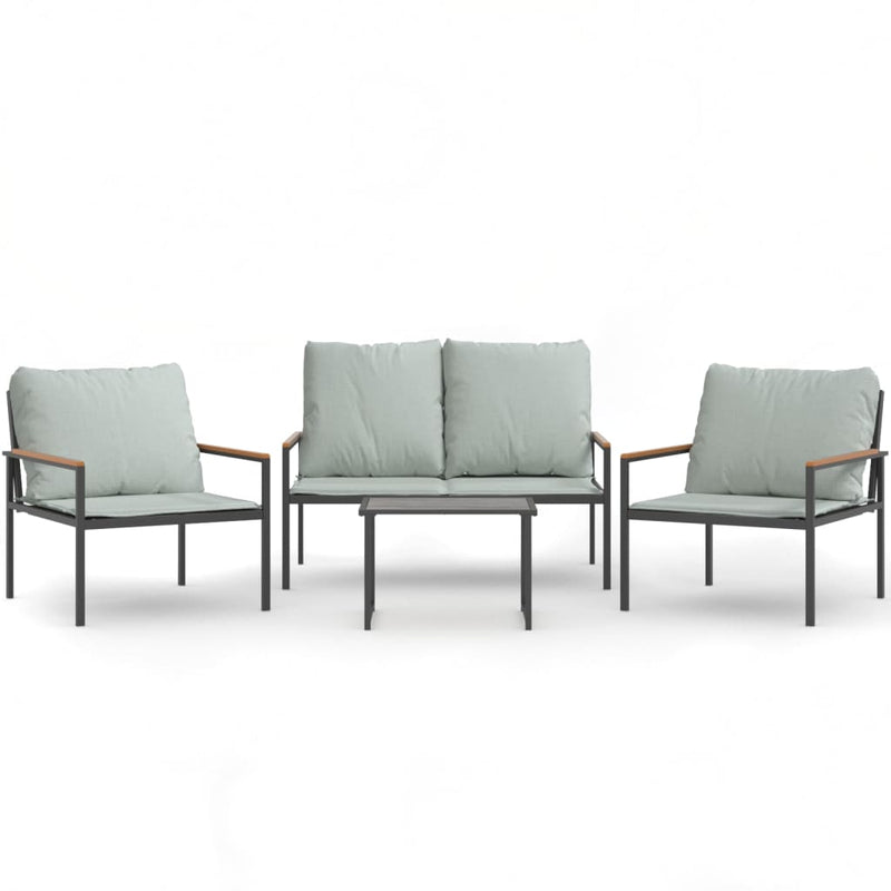 Set mobilier de grădină, cu perne, antracit, 4 piese, oțel