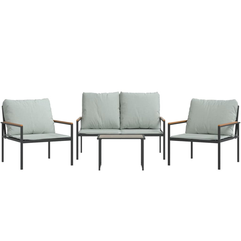 Set mobilier de grădină, cu perne, antracit, 4 piese, oțel