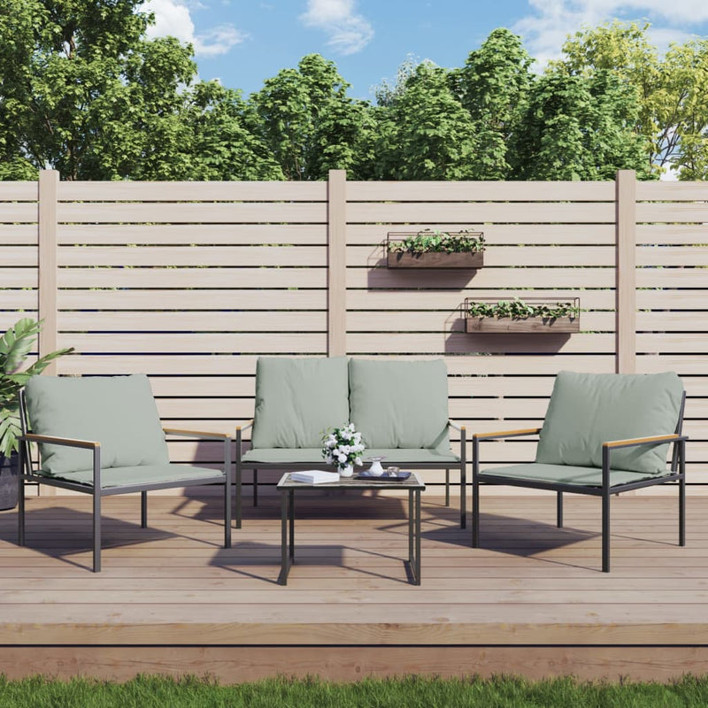Set mobilier de grădină, cu perne, antracit, 4 piese, oțel