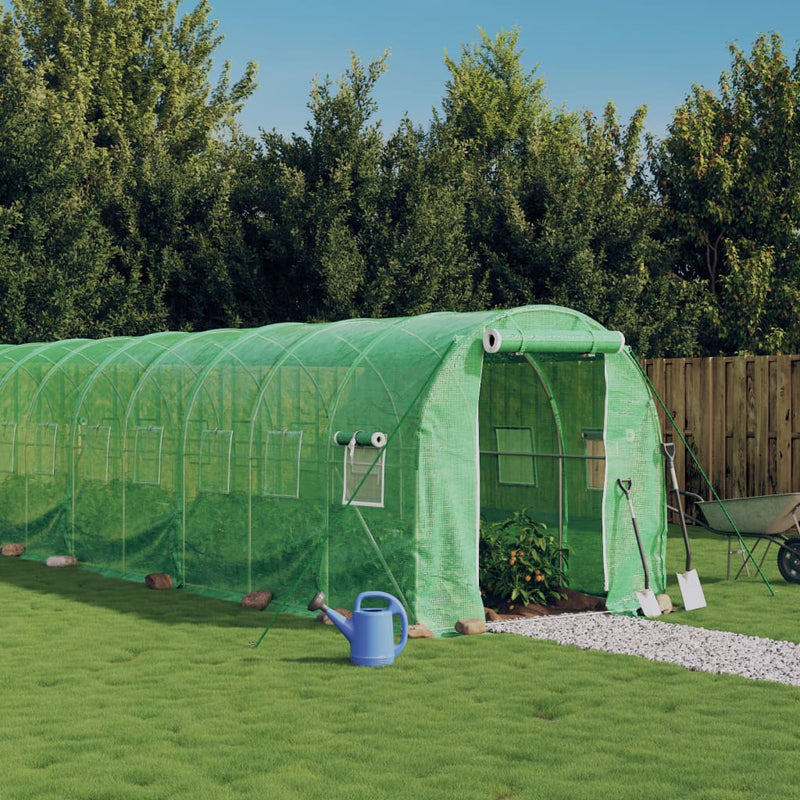 Seră cu cadru din oțel, verde, 28 m², 14x2x2 m