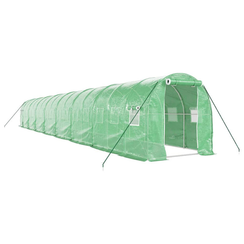 Seră cu cadru din oțel, verde, 32 m², 16x2x2 m