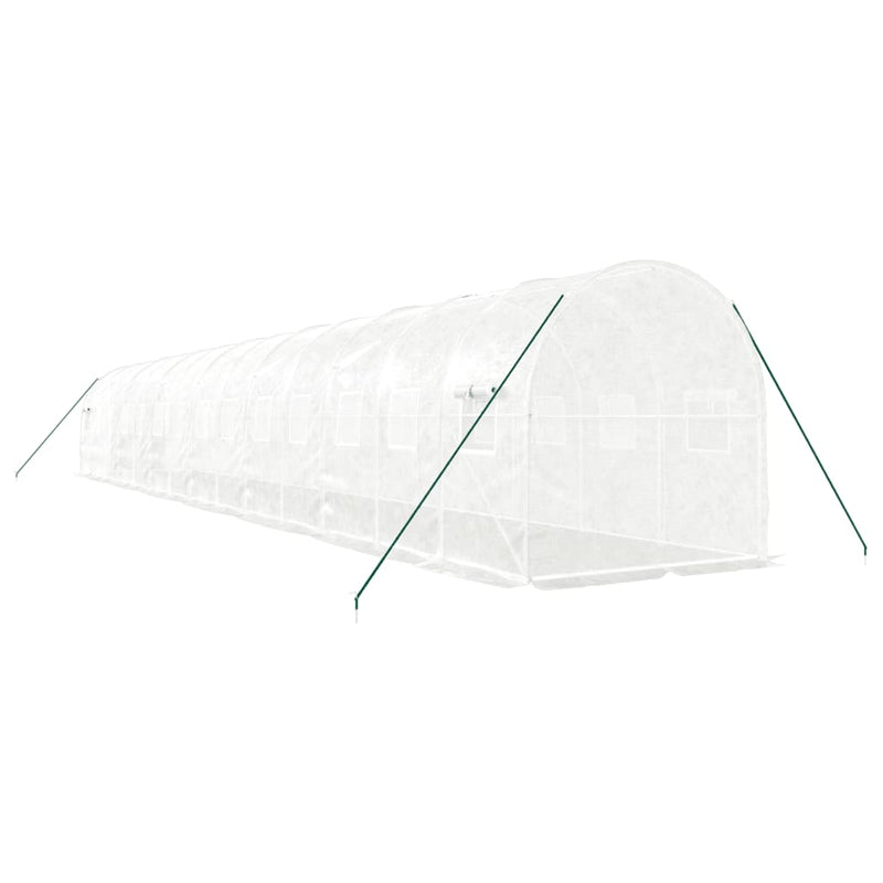 Seră cu cadru din oțel, alb, 28 m², 14x2x2 m