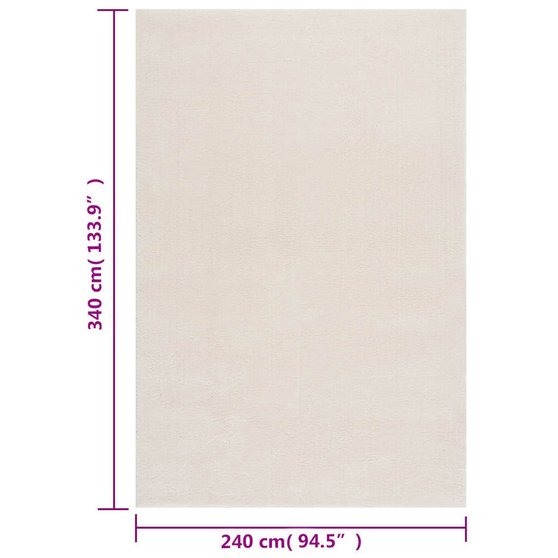 Covor Shaggy, crem, alb, 240x340 cm, poliester
