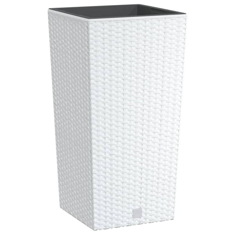 Jardinieră cu interior detașabil, alb, 11 / 26,5 L, PP ratan