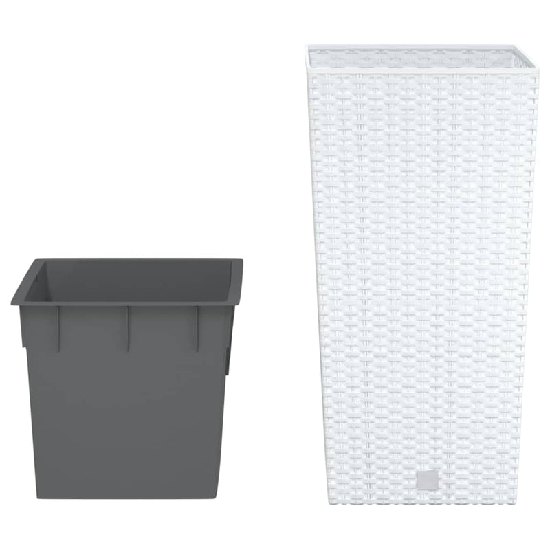 Jardinieră cu interior detașabil, alb, 11 / 26,5 L, PP ratan