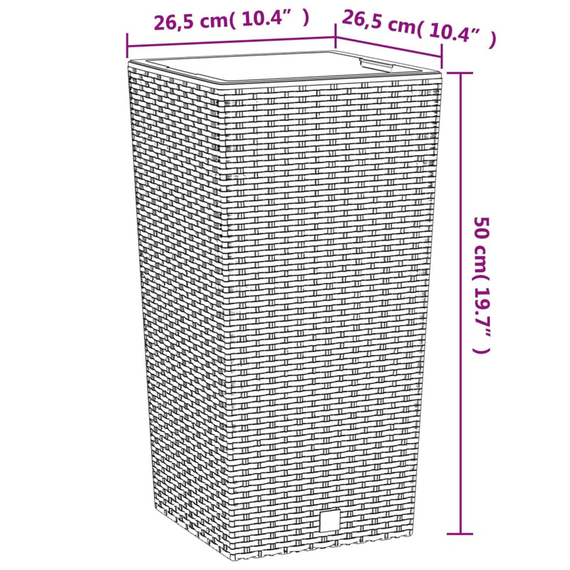 Jardinieră cu interior detașabil, alb, 11 / 26,5 L, PP ratan