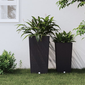 Jardinieră cu interior detașabil, antracit, 21 / 49 L, PP ratan