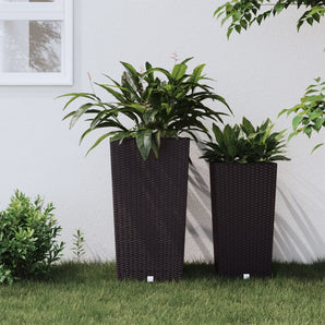 Jardinieră cu interior detașabil, maro, 21 / 49 L, PP ratan
