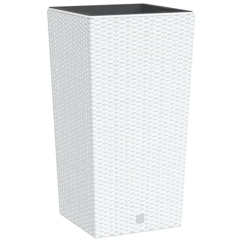 Jardinieră cu interior detașabil, alb, 21 / 49 L, PP ratan