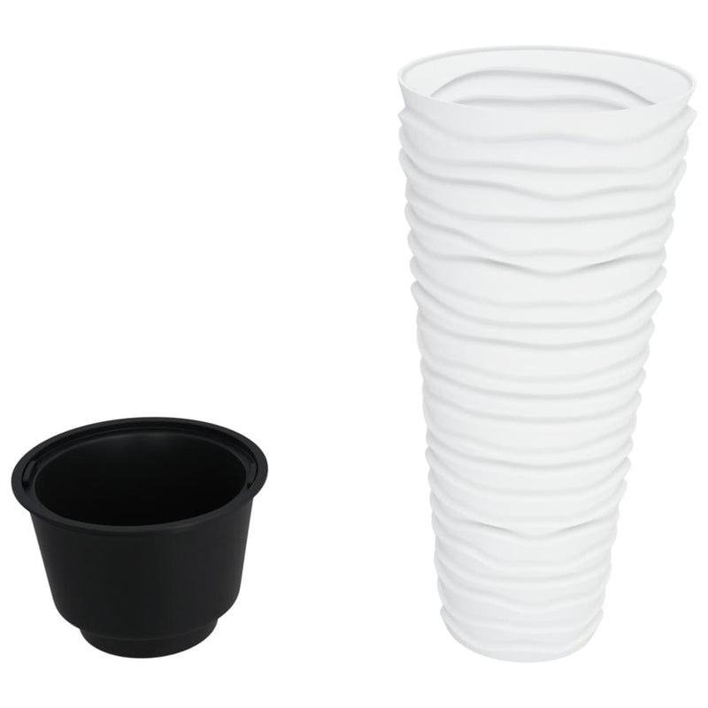 Jardinieră cu interior detașabil, alb, 18 / 45 L, PP canelat