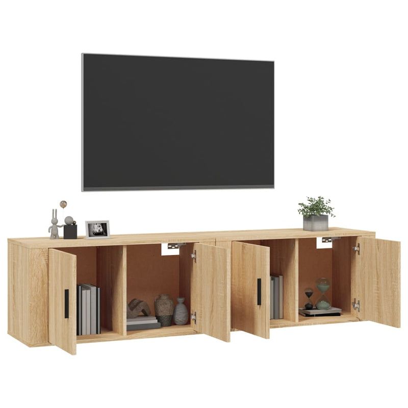Dulapuri TV montate pe perete 2 buc stejar sonoma 80x34,5x40 cm