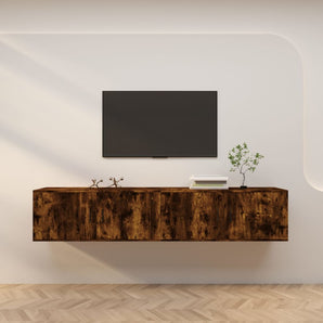 Dulapuri TV montate pe perete 2 buc stejar afumat 100x34,5x40cm