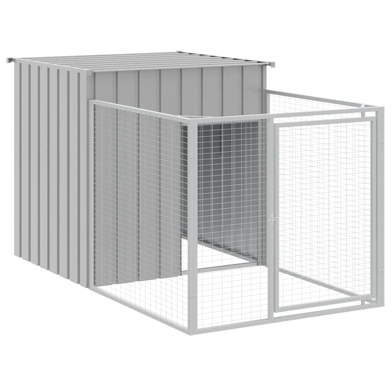 Cușcă pentru câini cu împrejmuire gri deschis 110x201x110 cm oțel galvanizat