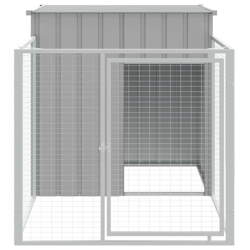 Cușcă pentru câini cu împrejmuire gri deschis 110x201x110 cm oțel galvanizat