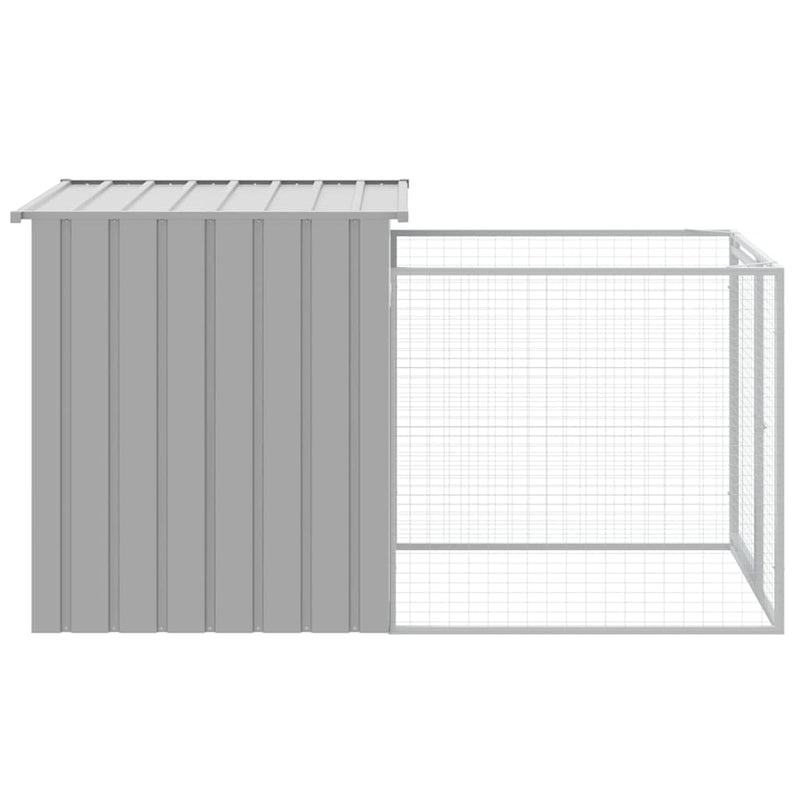 Cușcă pentru câini cu împrejmuire gri deschis 110x201x110 cm oțel galvanizat