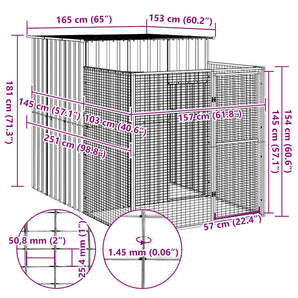 Cușcă câine cu țarc antracit 165x251x181 cm oțel galvanizat