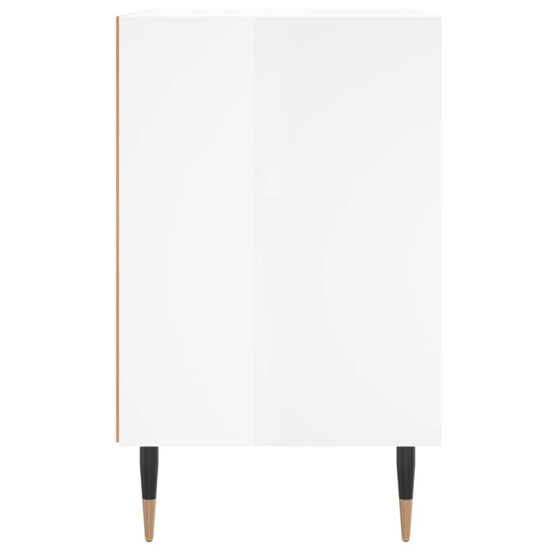 Noptiere, 2 buc., alb extralucios, 40x30x50 cm, lemn compozit