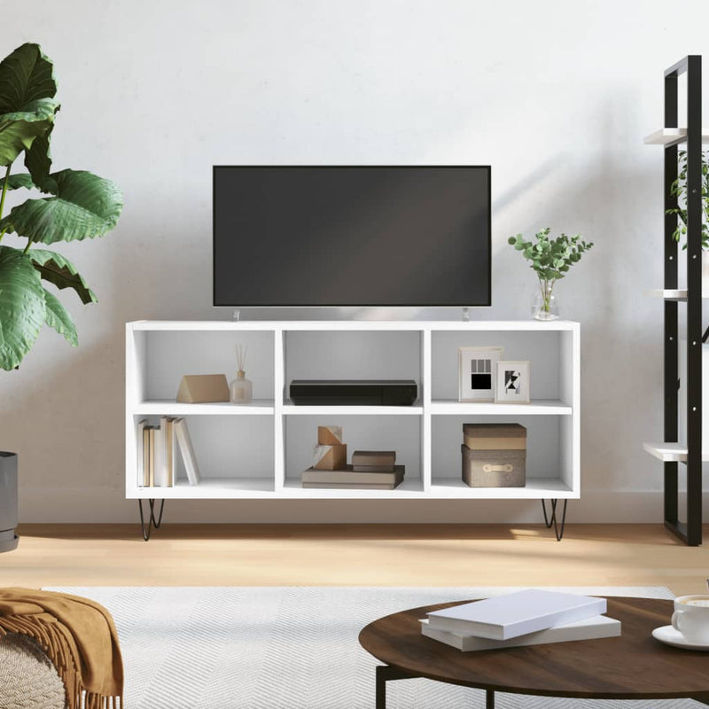 Comodă TV, alb, 103,5x30x50 cm, lemn compozit